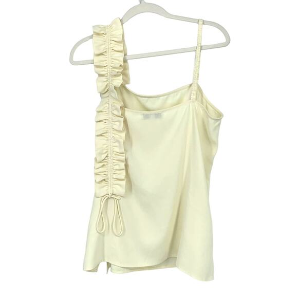 Jason Wu Cream Ruffle Strap Tank Top Size 10 - Picture 2 of 5